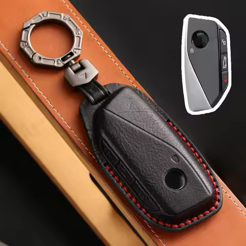 Leather Car Key Fob Case Cover for BMW 7 Series 735i 740 735li X5 740Li X7 X1 U11 2023 I7 G07 LCI XM