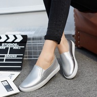 2022 Spring Women Leather Loafers Ballet White Black Silver Shoes Woman Slip On Loafer Boat Shoes Mo