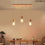 A18786-3 / A18787-3 WOOD (E27*3) LONG BASE PENDANT LIGHT / LAMPU GANDUNG