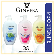 GINVERA [BUNDLE OF 4] NATURAL BATH SHOWER FOAM BODYWASH/Anti-Bacterial Cooling/Floral/Royal Jelly