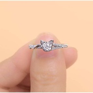 WDIYIEETN Cute Cat Ring 925 Sterling Silver Shiny Full CZ Crystal Diamond Promise Ring (7) M7DN