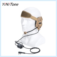 YiNiTone brown HD03 Tac Bowman Elite II Radio Headset Mic with U94 PTT Adapter for Baofeng Kenwood H