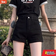 Women's denim shorts - Korean Women's High Waist Wide Leg Black Denim Shorts