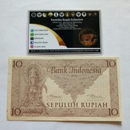 Uang Kuno Seri Kebudayaan 10 Rupiah IDR Indonesia Tahun 1952 AUNC
