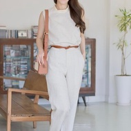 Spring Slim long pants Linen Beige color