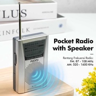 INDIN Radio Receiver FM AM Pocket Mini Telescopic Antenna with Speaker - BC-R60