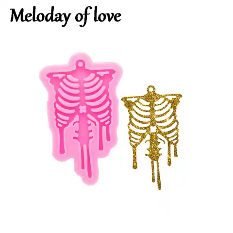 Glossy Halloween Skull Crossbones Keychain Mold, Castle Silicone Resin Witch Hat Mould DIY Coffin Ep