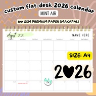 A4 2026 ARTYCO PERSONALIZED FLAT DESK CALENDAR PLANNER CUSTOMIZED PLANNER MINT AIR