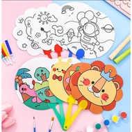 DIY PAPER FAN FOR CHILDREN HANDCRAFTS FAN/ CHILDREN'S COLORING PAPER FAN/ CHILDREN'S TOY FAN/