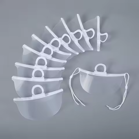 20PCS Clear Plastic Catering Mask Hotel Beauty Chef Waiter Mask Reusable Visible Splash Proof Mask
