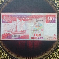 uang Singapore 10 dollar seri perahu vf