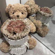 flower bouquet bouquet flower Hari Valentine kartun beruang cappuccino rose sejambak bunga kekal bun