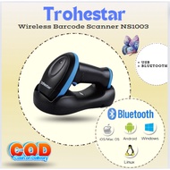 Trohestar /Wireless And Wired Barcode Scanner 3-in-1 /Bluetooth Wireless Barcode Scanner NS1003 1D/2