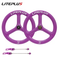 LITEPLUS ชุดล้อจักรยานคาร์บอนไฟเบอร์พับได้-ขอบดิสก์เบรก451 20นิ้วชุดอัพเกรดซีล้อคาร์บอนสามล้อสำหรับล