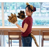 Tiger dinosaur panda Paw Gloves Headband and Tail Costumes Set Cosplay Tiger Leopard Animal Paw Glov