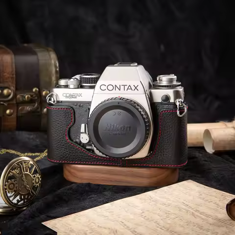 For Contax TIX S2 Case S2 Case Box Cover TIX Genuine Leather Half Case S2 Retro Handmade Camera Bag 