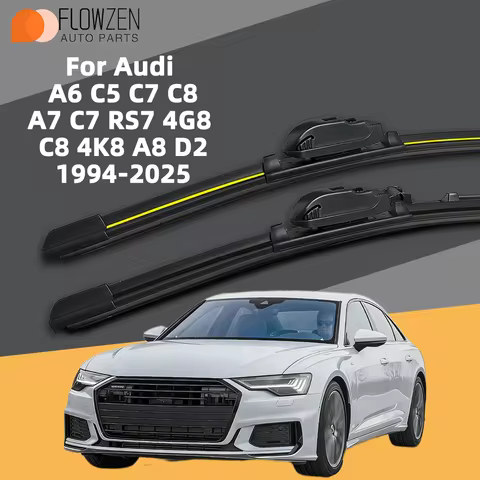 FLOWZEN 2PCS Wiper Blades For Audi A6 C5 4B S6 RS6 C7 C8 A7 C7 RS7 4G8 C8 4K8 A8 D2 1994-2025 Front 