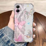 1 ชิ้น เคสโทรศัพท์ดีไซน์ครึ่งขนนกผีเสื้อโปร่งใสกันกระแทกดีไซน์หน้าจอสูงเข้ากันได้กับ Apple 17 Pro Ma