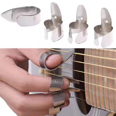 4Pcs Metal finger picks plectrums slide tools Guitar accessories