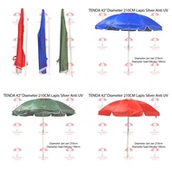 TENDA Beach Tent Umbrella for Sale 42 inch PLAIN 210 cm ANTI UV SILVER COATED