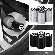 4pcs/set Car Vavle Air Cap Black/Silver Aluminium Cylindrical Wheel Valve Stem Core Cover for VW Volkswagen Jetta MK5 Golf Passat 3B7 601 171