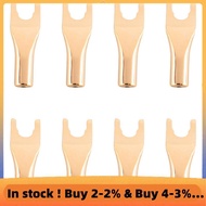 (E L X I) 8PCS HIFI Banana Y Spade Y Gold Plated Pure Copper Screw Fork HiFi Speaker Spade Connector