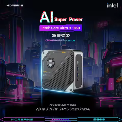 MOREFINE New Mini Pc S800 Intel Core Ultra 9 185H Ultra 7 155H Diy Gaming Computer Laptop Gamer Desk