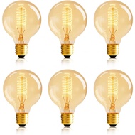G25 Globe Edison Bulbs, 6-Pack 60w Vintage Edison Light Bulb, Spiral Filament Edison Bulbs, E26 Base