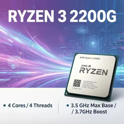 AMD R3 2200G Ryzen 3 2200G 14nm Zen Process 4 Cores 4 Threads 3.5GHz Integrated Graphics AM4 Desktop