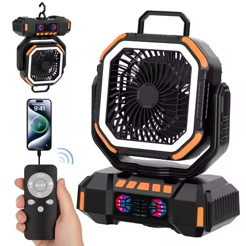 40000mAh High-Capacity Battery LED Light Camping Fan Movable Wireless Air Circulators Outdoor Ventil