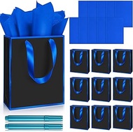 Yeaqee 10 Pack Metallic Paper Gift Bags with Handles Tissue Paper Thank You 5 Senses Gift Bag for Bi
