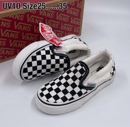 kids Vans slip on รองเท้าผ้าใบเด็ก แวน ( เด็กชาย - เด็กหญิง ) ลายตาราง สีขาวดำ sz.25-35