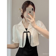 Filipiniana Bolero Blazer For Women Modern Jacquard Cardigan Short Sleeved Blouse Shirt