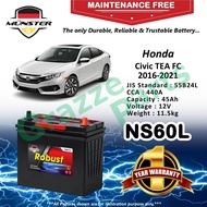 Münster Robust MF CMF NS60L | 55B24L (45AH) Car Battery Bateri Kereta for Honda Civic 1.5 TEA TC-P F