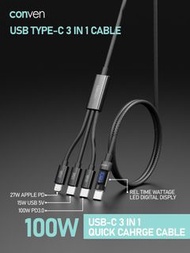 CONVEN 🇭🇰 Type-C 3 in 1 100W PD (Gen 4) 快充線