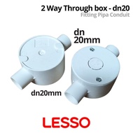 LESSO 2 WAY Through Box Conduit dn20mm Conduit pipe Fitting dn20 branch 2 straight