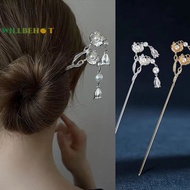 [WillbehotS] Vintage Chinese Style Hanfu Hair Stick Women Metal Flower Hair Fork Hair Chops Hairpin Woman Jewelry Hair Clip Accessories [NEW]