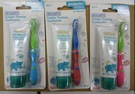 NUBY 兒童訓練牙刷組 牙刷+牙膏 (牙刷顏色隨機出貨) 6M+ 2025/5月