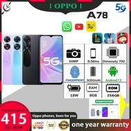 OPPO A78 A56 A73 8GB + 256GB FULL SET 6.56Inc 5000 mAh TYPE C interface 50MP Android 12 FULL SET [1 