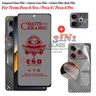 (3 in 1)For Tecno Pova 6 Neo/Pova 6/Pova 6 Pro ฟิล์มกระจกนิรภัย Tempered Glass ฟิล์มกระจกกันรอยกล้อ
