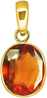7.25 Ratti 6.47 Carat Hessonite Garnet Stone Ashtdhatu Gold Plated Pendant Original And Certified By