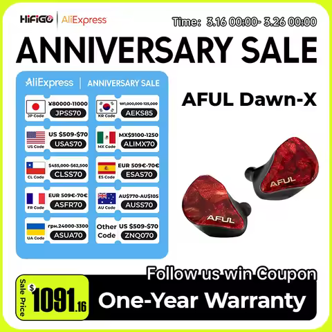 AFUL DAWN-X Flagship Earphones 1DD+8BA+4EST+1BC Hybrid Drivers In-ear Monitor Earphone with 6N Singl
