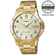Time&amp;Time CASIO Standard นาฬิกาข้อมือผู้ชาย สีทอง สายสแตนเลส รุ่น MTP-V004G-9BUDF