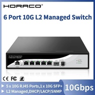 HORACO 6 Port 10Gb L2 Managed Switch Managed Network Switch 10000Mbps Smart Managed Home Lab Etherne