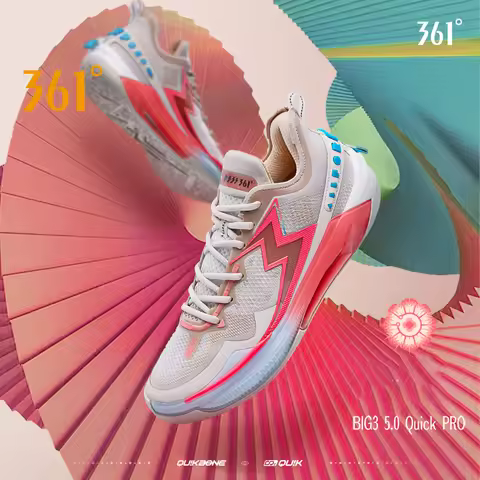 361 Degrees BIG3 5.0 Quick Pro Men Basketball Shoes Cushioning Lightweight Breathable Stable Flexibl