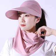 LIbucket hat for women women's hats caps 1 PcsSunscreen hat for women in summer face mask veil cycling electric vehicle outdoor sun hat UV resistant sunshade hat