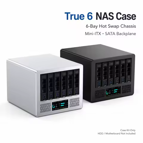 True 6 NAS Case 6 Bay Hot Swap Mini ITX Aluminum Chassis SATA Backplane 3.5 2.5 HDD SSD Storage Serv