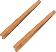 Leadigol 2PCS Bamboo Toast Tongs, Wooden Tea Tweezer Bacon Tea Clip Tongs, Long Tongs with Anti-slip