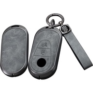 SANRILY Gray 2024 New Metal Leather for Mercedes Key Fob Cover Fit for Benz GLC 300 EQS SUV 2023 C C
