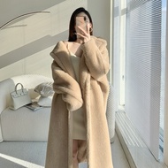 เสื้อแจ็คเก็ต Teddy Bear ขนแกะยาวปานกลางสำหรับผู้หญิง เสื้อคลุมหนังแท้ฤดูหนาว ขนแกะ คอวี ปกขนสัตว์ ส